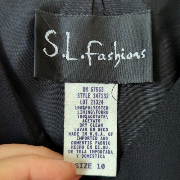 S.L. Fashions 90's Vintage Flutter Sleeve V-neck Midi Sheath Dress Black 10 - Picture 5 of 12